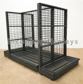 China Supermarket / Retail Gondola Shelving Black Heavy Duty Double Sided Display Stand supplier