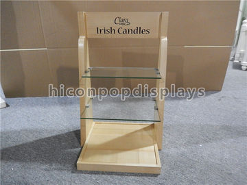 China Countertop Retail Store Fixtures Wooden Glass Candle Display Stand For Trade Show supplier