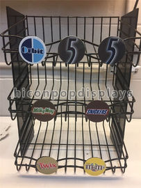 China Snack Food Retail Store Fixtures Counter 3 - Layer Candy Display Shelf With Metal Wire supplier