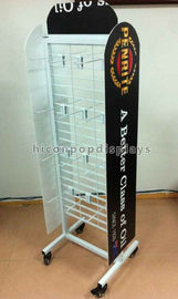 China White Coated Wire Metal Supermarket Display Shelves Floor Standing With 4 Casters supplier