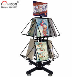 China Greeting Cards Retail Store Fixtures Movable Commercial Book Display Wire Spinner Rack supplier