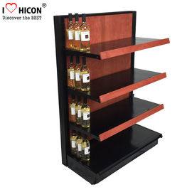 China Liquor Store Gondola Shelving Units 36 Inch Wide End Cap Wooden Shelving Display Stand supplier