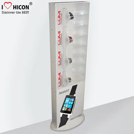 China Light White Acrylic Flooring Display Stands , Wood Frame Watch Display Stand supplier