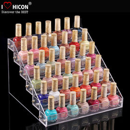 China Custom Logo Clear Acrylic Counter Display Racks 5 Step For Nail Polish Retailing supplier