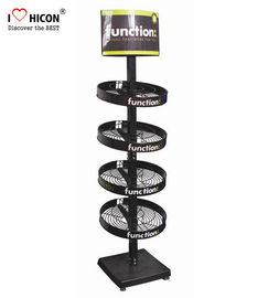 China 4 - layer Flooring Round Shape Metal Display Rack For Monster Energy Drinks Promotion supplier