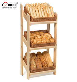 China Retail Floor Standing Wooden Bread Display Stand For Bakery Store / Food Shops supplier