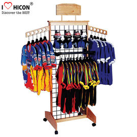 China Wooden Retail Clothing Store Fixtures Grid Wall Panel Display With Hooks supplier