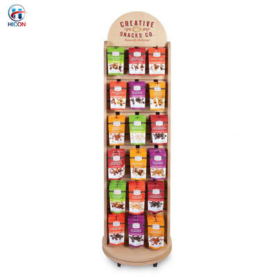 China Wooden Display Racks Rotating Snack Area Sweet Shop Display Stands supplier