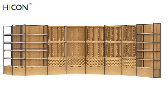 China Combined Floor Brown Wood Retail Store Display Racks for Sale supplier