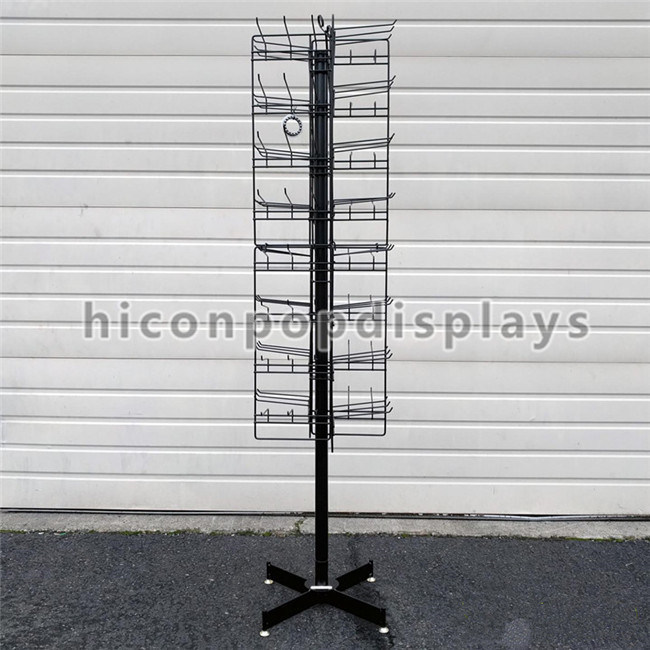 8 Tiered 96 Prongs 65 Long Rotating Display Rack Black Color With