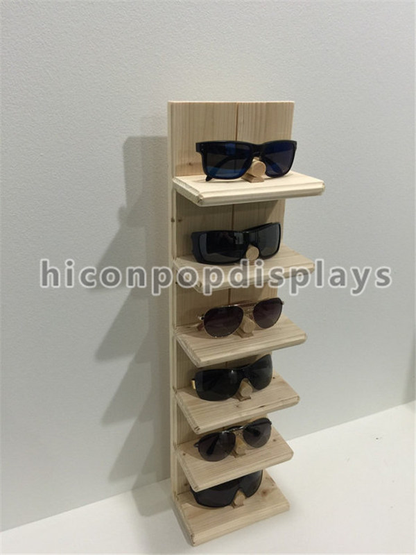 Custom Wooden Optical Shop Display Counter Top 6Pair Sunglasses
