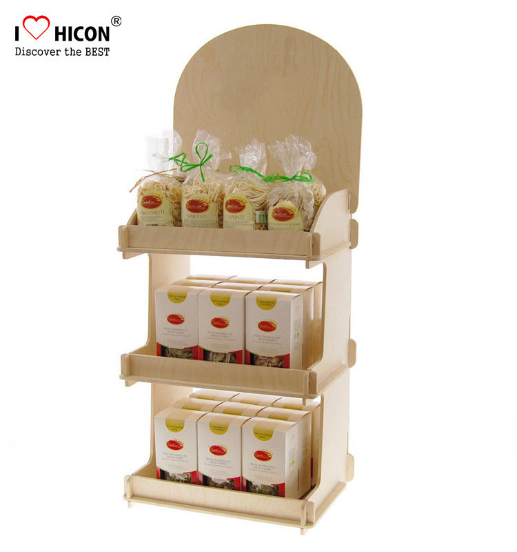 Counter Top Wooden Display Racks 3Layer Wood Display Shelf For Retail