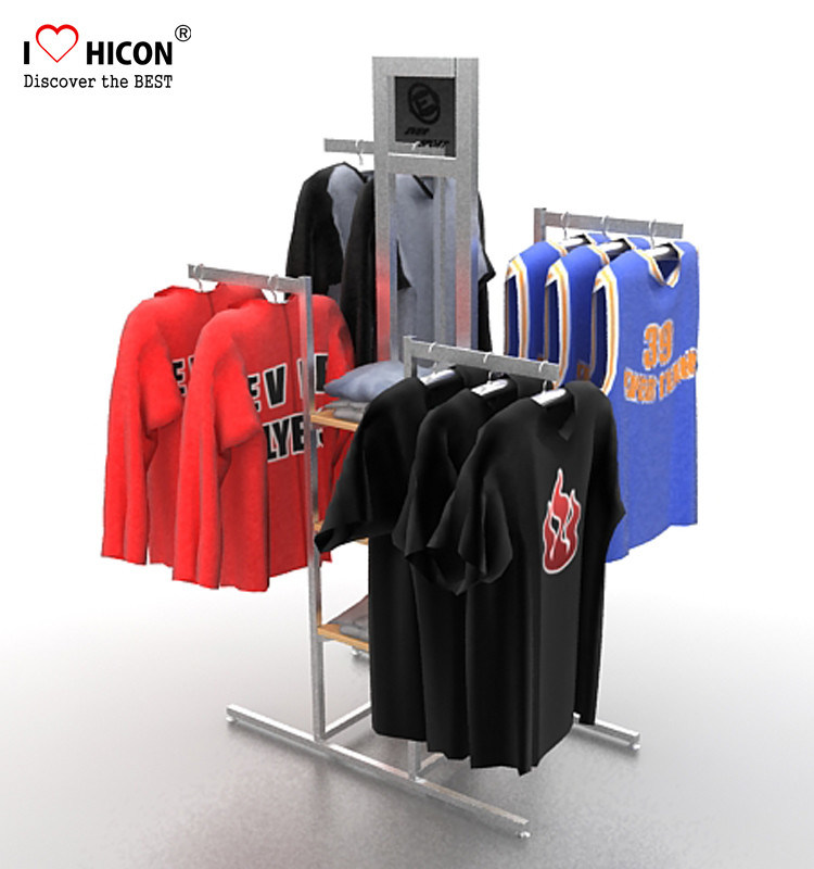 Your Logo Clothing Store Fixtures Display Clothes Rack 4way For Retail