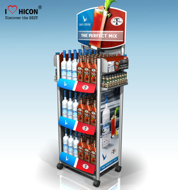 Within Budget Solution Metal Display Racks On Wheels Freestanding For