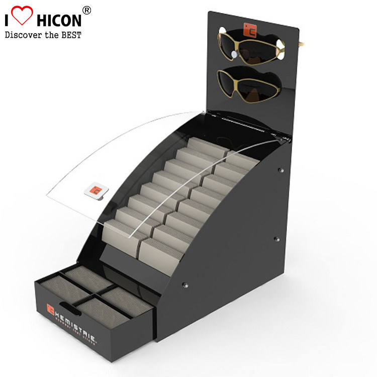 8 Pairs Wood Eyeglass Display Case Portable Lockable Eyewear Store