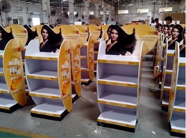 Wood flooring movable hair care shampoo display stand supplier