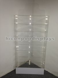 Flooring Large Pure Transparent Acrylic Cosmetics Display Cases With Shelves supplier