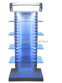 Top Illuminating Retail Gondola Shelving Metal Glass Display Stand For Merchandising supplier