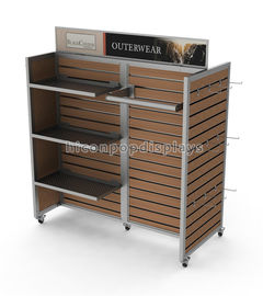 Clothing Store Furniture 4 Way Garment Hanging Wood Freestanding Slatwall Displays supplier