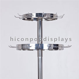 Round 2 Layer Merchandising Store Fixtures Chroming Hooks Belt Display Racks Rotating supplier