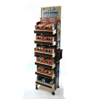 Movable 6-tier Wax Melt Display Stand Floorstanding Wooden Wax Display Rack supplier