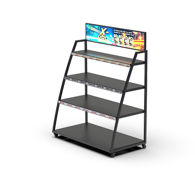 Floorstanding Engine Oil Lubricant Oil Display Rack With Metal Shelf supplier