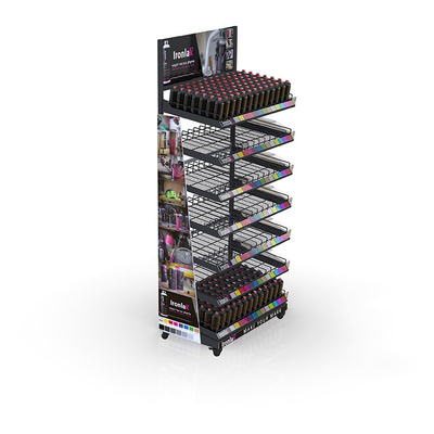 Floor Metal Display Stands Movable Display Rack With 4 Casters For Paint supplier