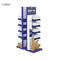 5-Tiers Blue White Metal Drinks Water Display Stand with Wood Box supplier