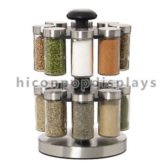 Custom Spinner Rack Display Stand Metal 2 Layer Black Jar Display Rack ...