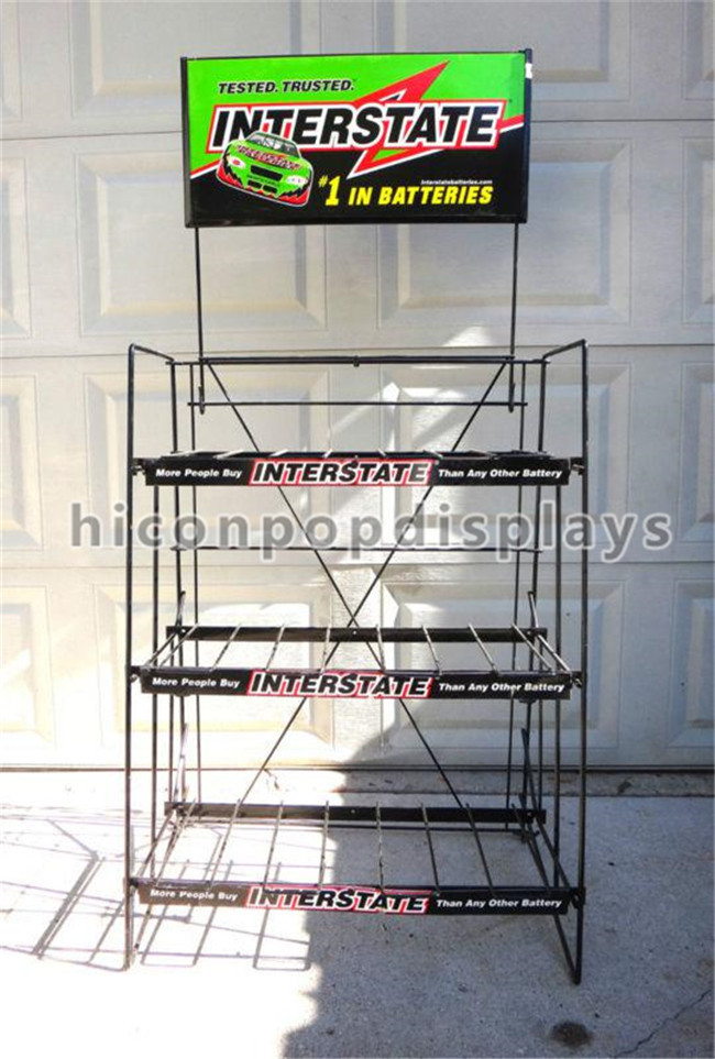 Battery Rack Dispplay Car Accessories Retail Store Fixtures Metal Wire Battery Display Rack ...