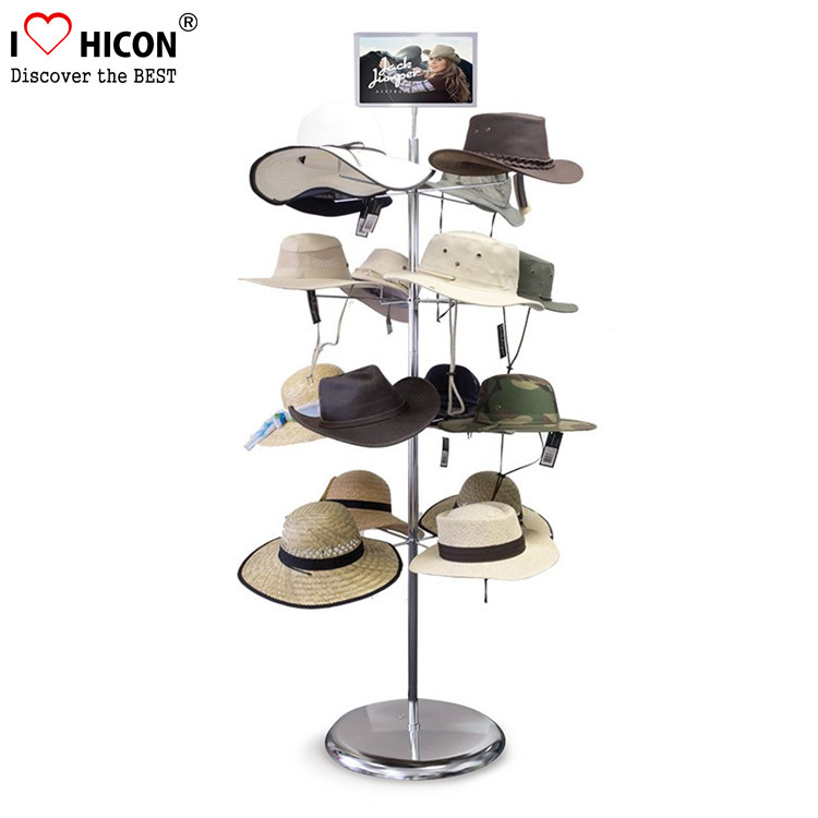 Free Standing Metal Hat Display Stand 7-Layer Rotating Cap Rack For ...