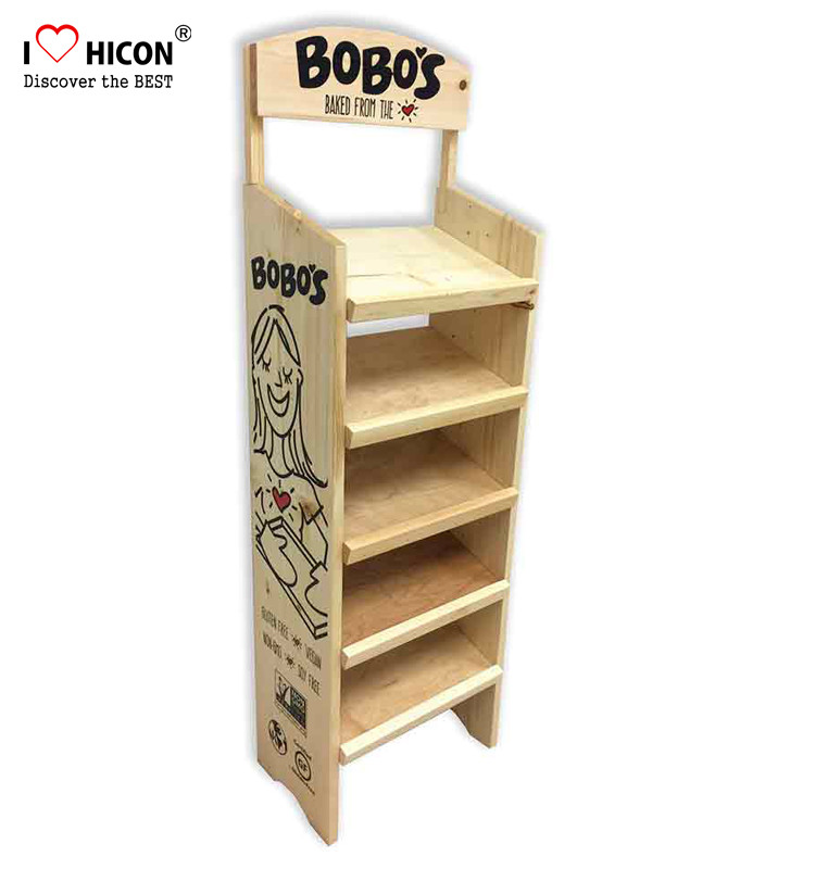 Side Rack Pop Store In Retail Store POP Displays Floor Wooden Bakery Display Racks
