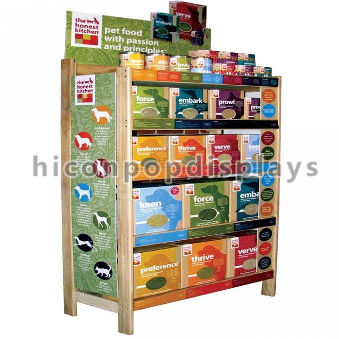 Custom Wood POP Merchandise Displays Stands For Pet Food Stores
