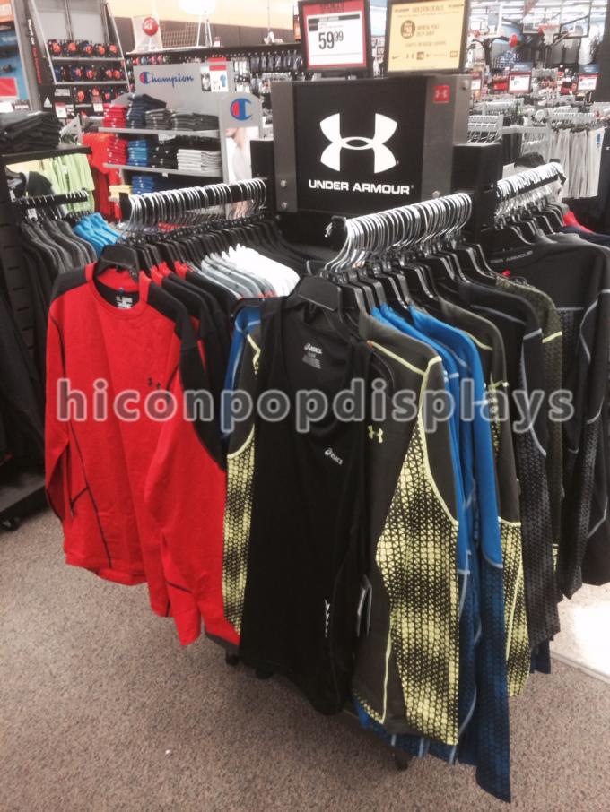 Sportswear Free Standing Clothing Store Fixtures / Display Racks For Retail Stores