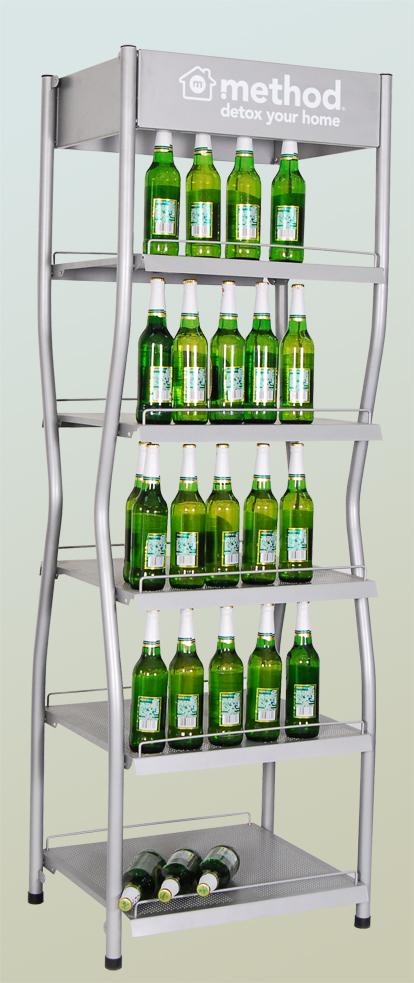 Flooring Metal Beer Bottle Display Rack 4 Shelves For Drinks Products