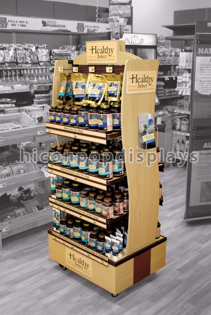 Pharmacy Wooden Store Fixtures Movable Flooring Environmental