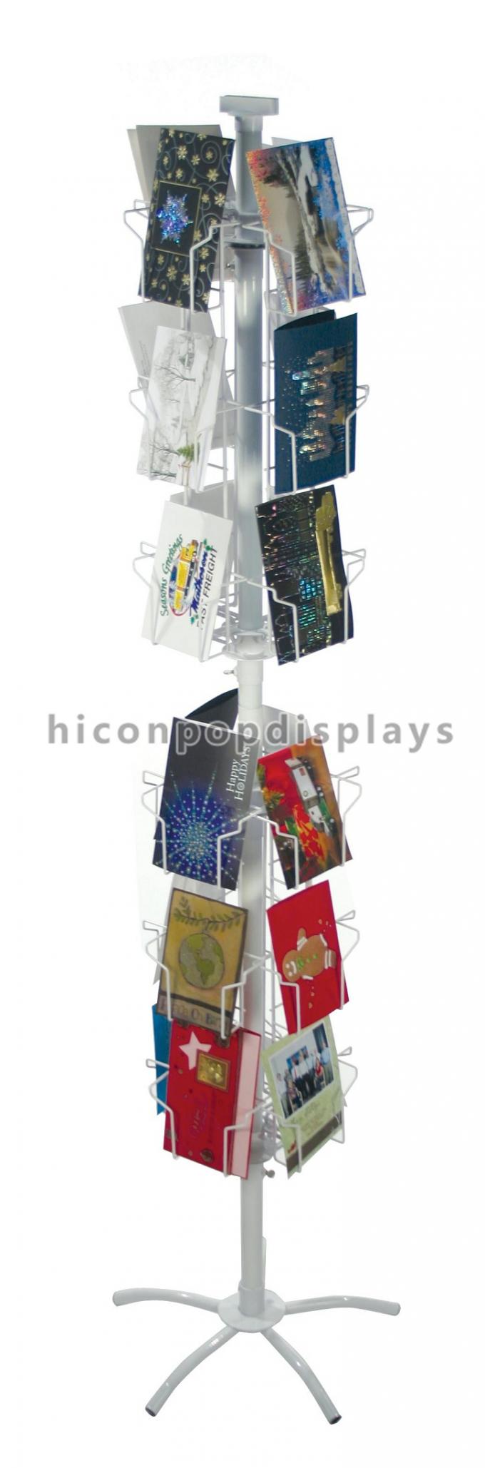 White Revolving Spinner Rack Display Stand Metal For Invitation Card