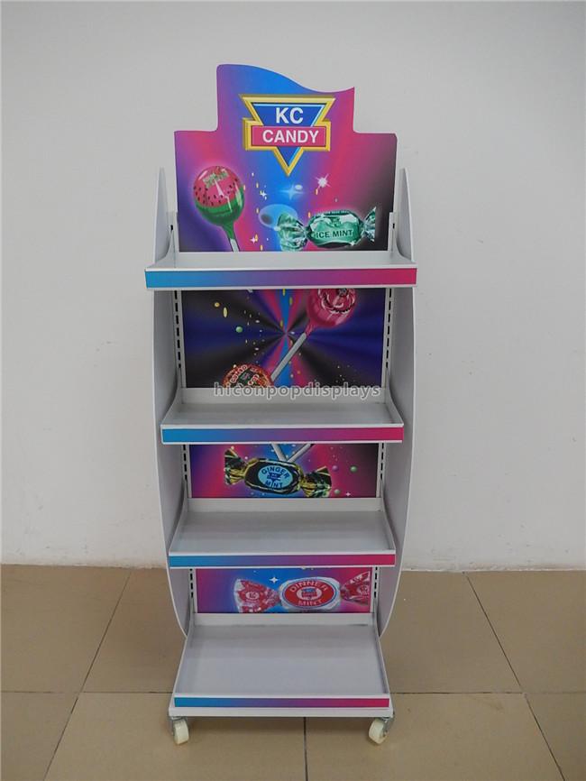 Freestanding Candy Merchandising Metal Retail Display Stands With Powder Coating