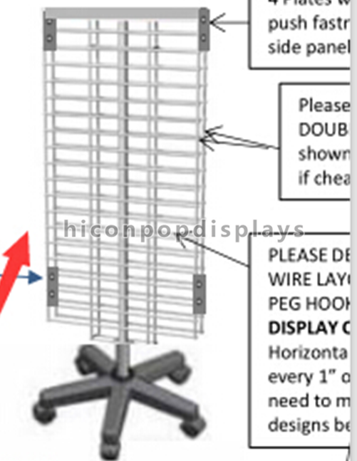 Metal Wire Grid Display Racks , Flooring Double Sided Display Stand Shelving