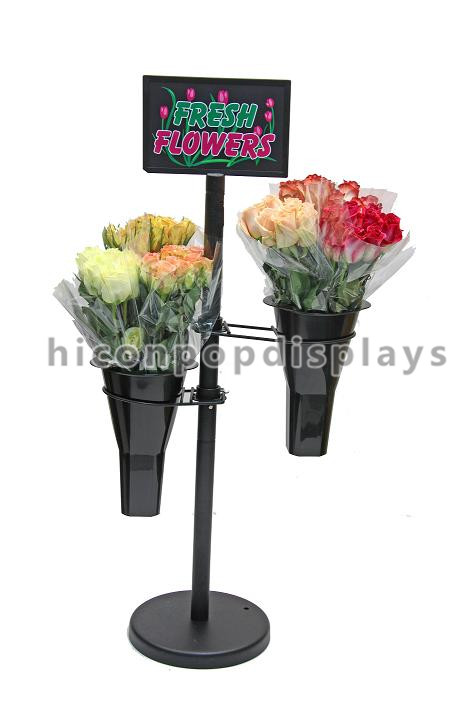 Black Metal Display Rack Retail Merchandise Displays For Flower / Plants