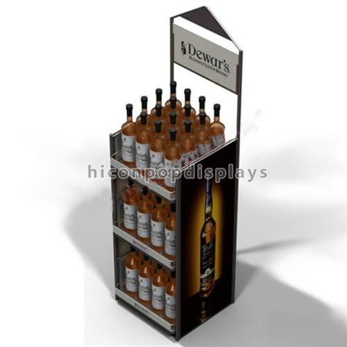 Wine Shop Display Units Metal Retail Store Fixture Free Standing With 4 Casters