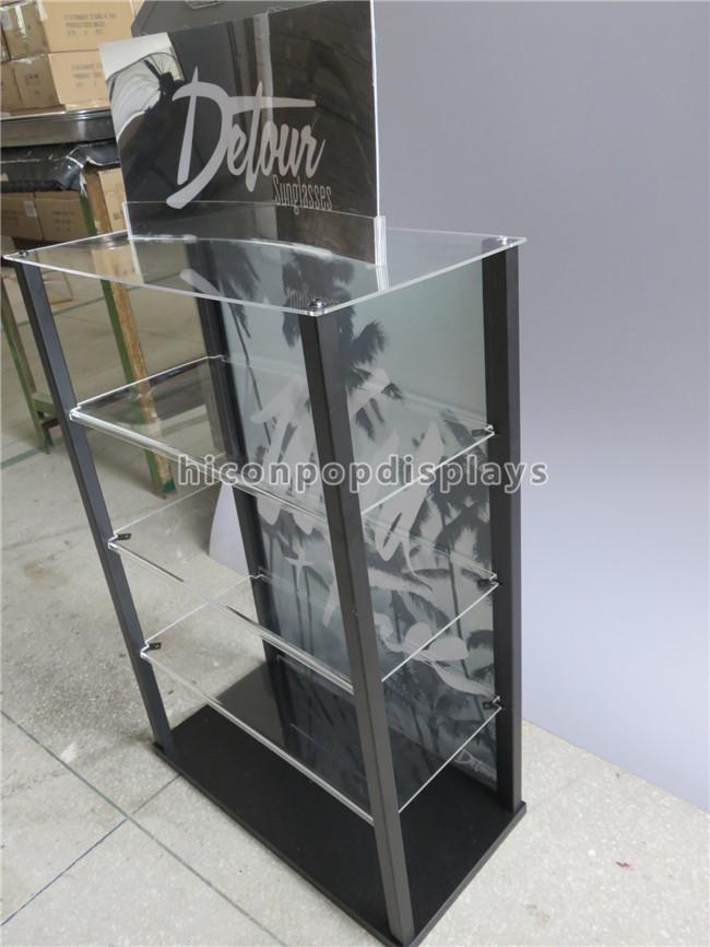 Freestanding Acrylic Locking Sunglass Display Case Transparent Color Promotional