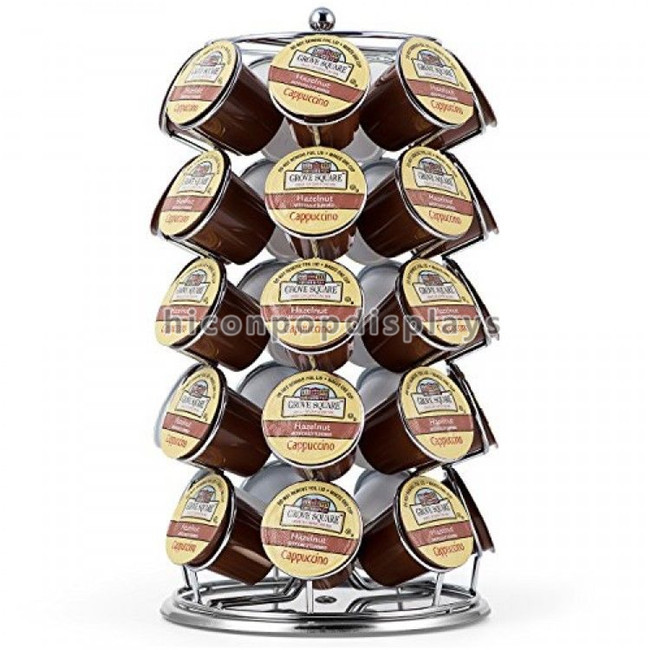 Retail Store Counter Display Racks 3-Tier Commercial Stainless Steel 24 K-Cup Holder
