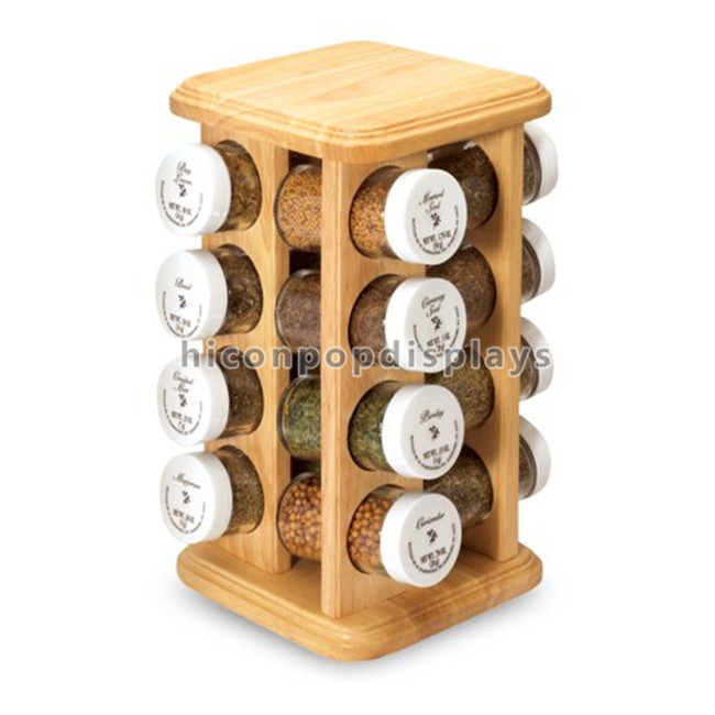 Durable Tabletop Wooden Display Racks Custom 25 Bottles Candy / Spice Jar Rack