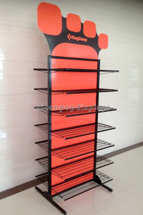 Metal Retail Store Fixtures 4 Caster Functional Sports Gear Outdoor Shoe Display Rack