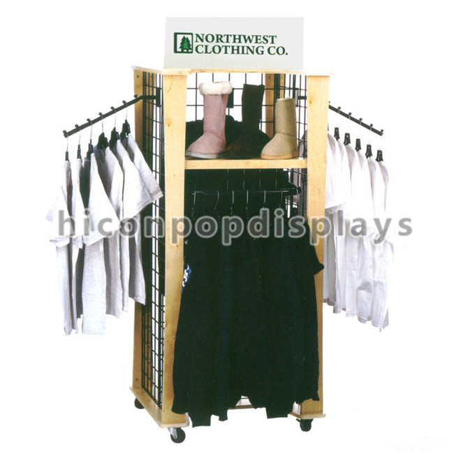 Boutique Clothing Store Fixtures 4 - Way Hanging Clothing Display Racks For Garment