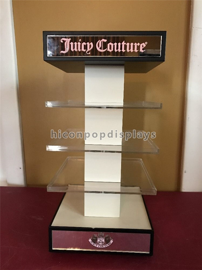 Acrylic Cosmetic Display Stand Visual Merchandising 4 - Way Spinning Display Stand