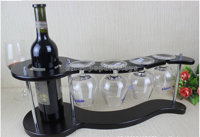 Red Metal Pop Wine Mugs Retail Free Standing Glass Cup Display Rack Multi- Layer