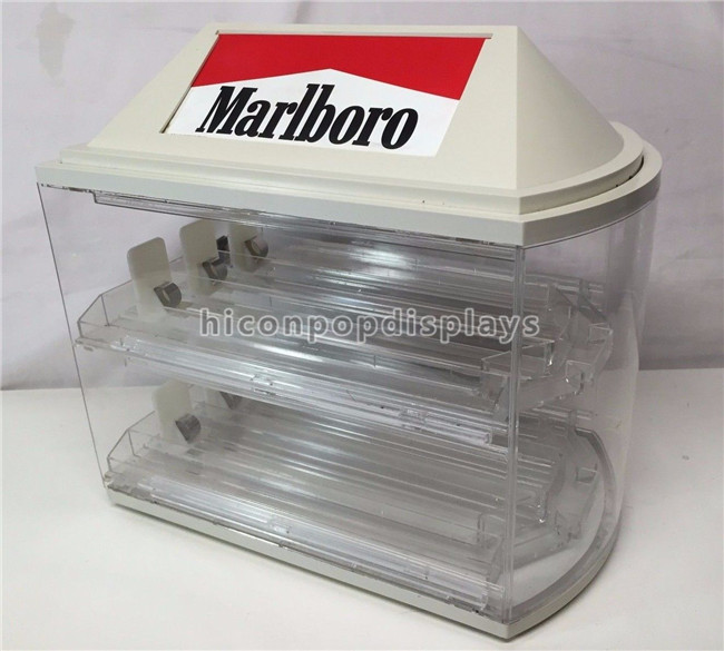 Vintage Acrylic Marlboro Cigarette Display Case Transparent Polished 2 - Layered