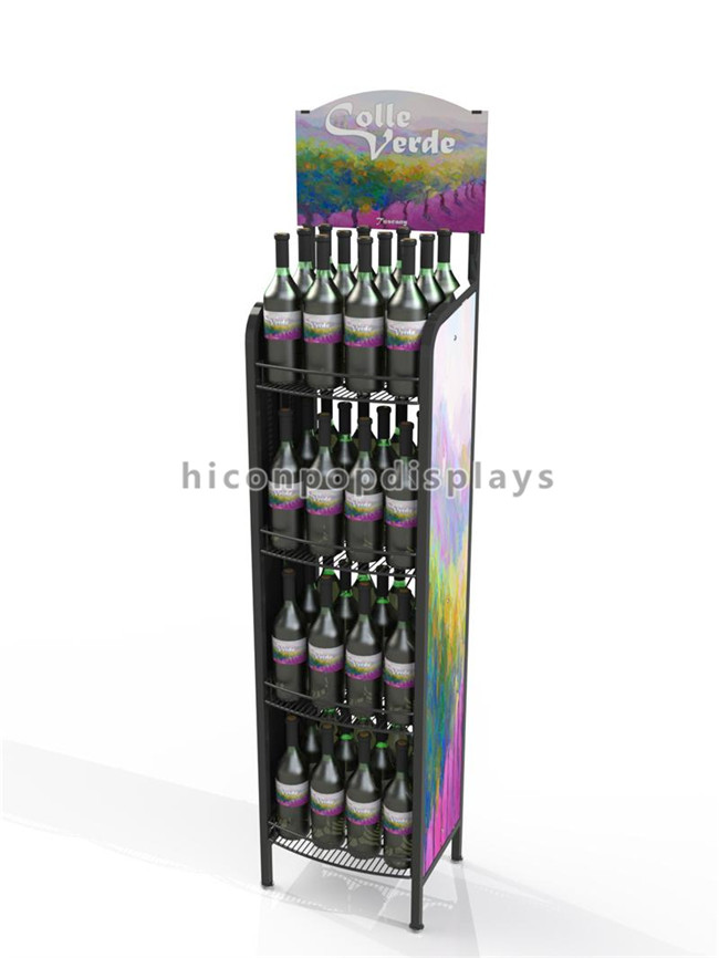 Freestanding Powdered Silver Water Bottle Display Stand In 3 Tier For Purified Water